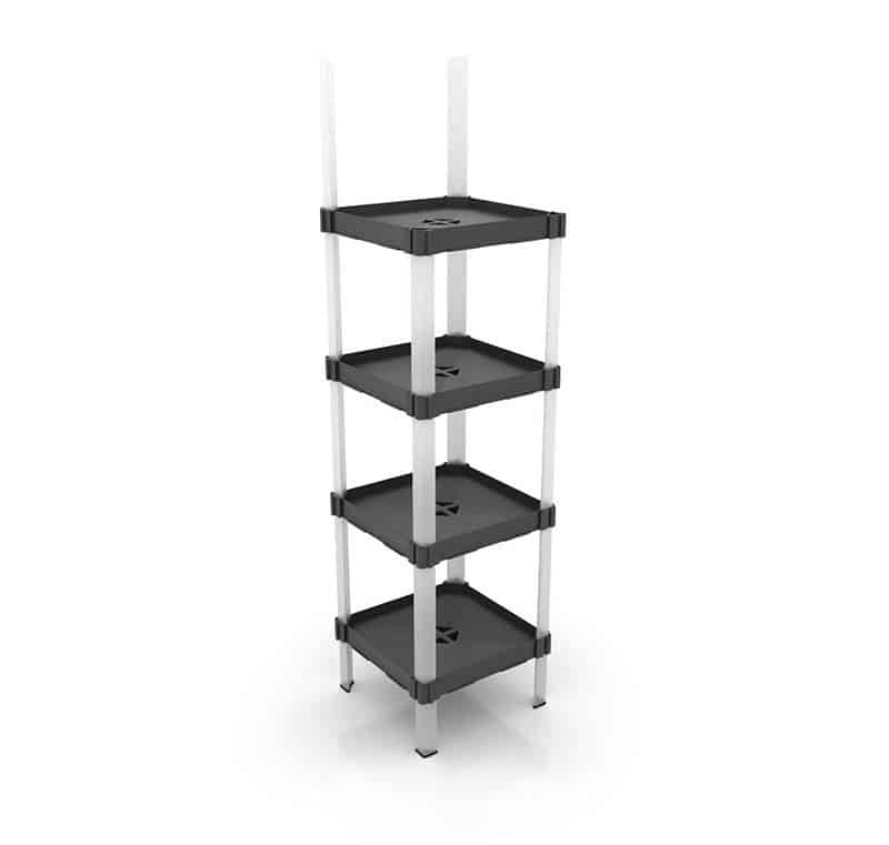 EXHIBIDOR MODULAR PARA PRODUCTOS 40*40 CMS PAYLOADER SISTEMA ENSAMBLE BANDEJA NEGRA